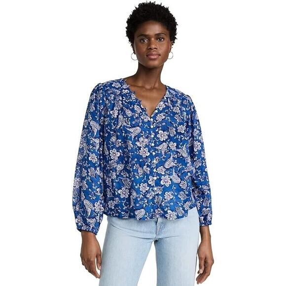NEW Sundry Sz S Floral Button Down Blouse Perrin Paisley Long Sleeve Top - Picture 3 of 11